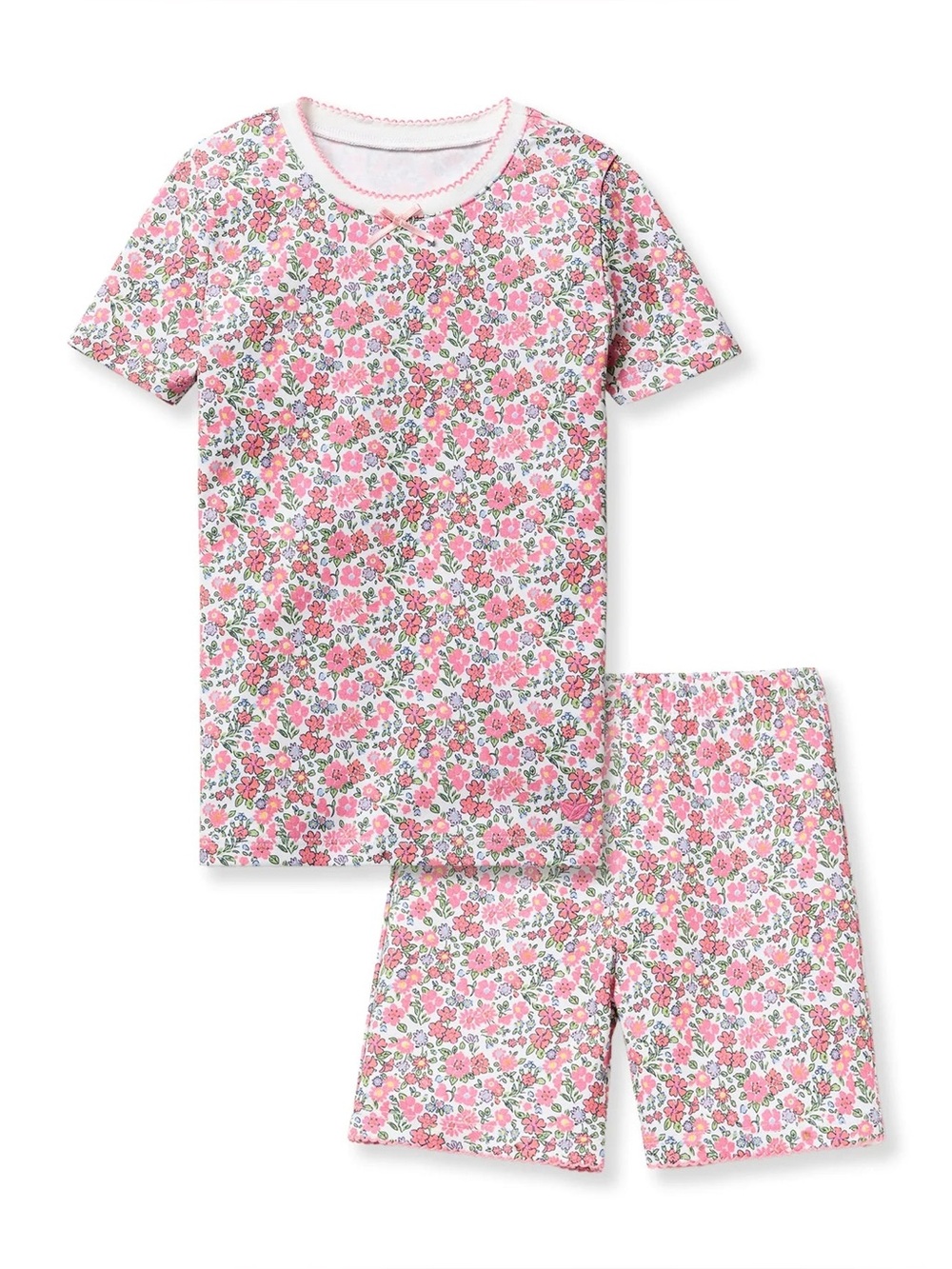 Petite Plume Girls Pink Floral Pima Cotton Snug Fit Short Set 5T